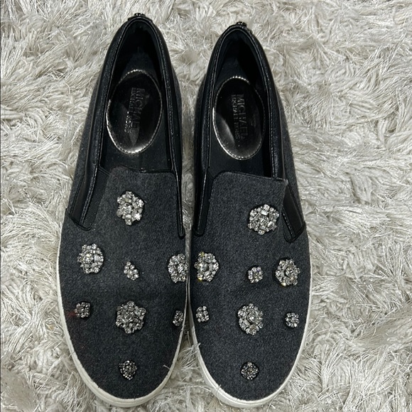 Michael Kors Shoes - Michael Kors Black Grey and Silver Sneakers with Jeweled Clusters Size 10 / 41